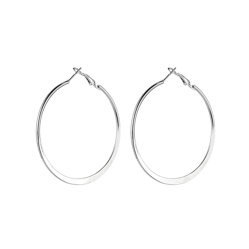 silver 45mm BLIJERY, 3 размера, трендовые большие серьги-кольца, геометрические круглые серьги для женщин, Brincos, Панк ювелирные изделия, подарок - Окраска металла: silver 45mm