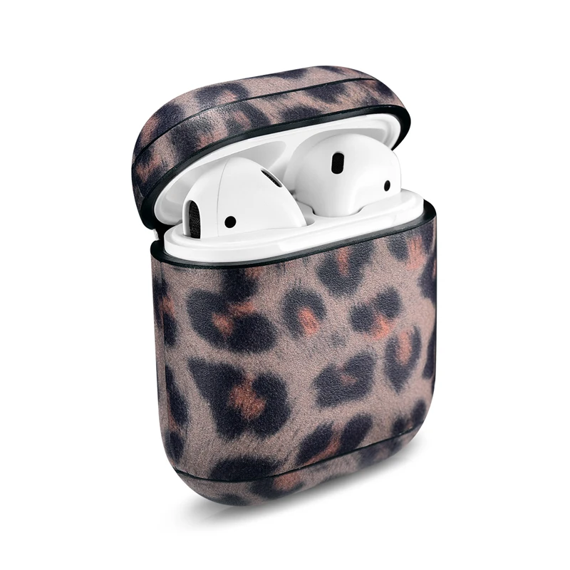 

Защитный чехол из натуральной кожи с леопардовым принтом для Apple AirPods, аксессуары для IPhone Airpods, портативный карманный чехол для наушников