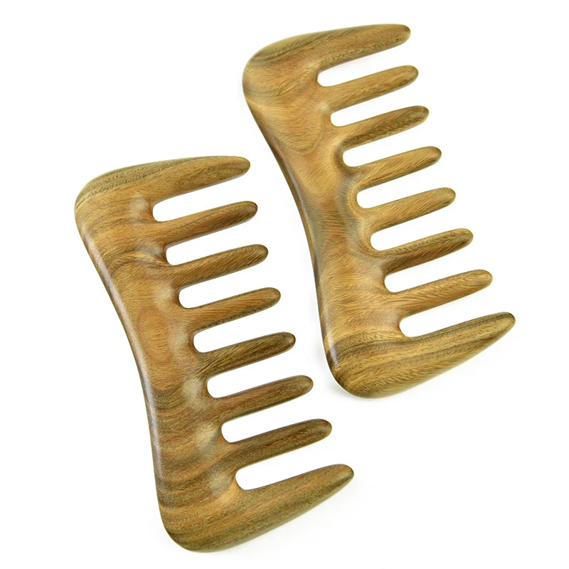

Wide Tooth Hair Comb - Natural Wood Comb for Curly Hair - No Static Sandalwood Hair Pick Wooden Comb for Detangling