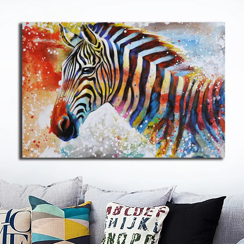OUCAG одна красочная Зебра животные настенные художественные фотографии