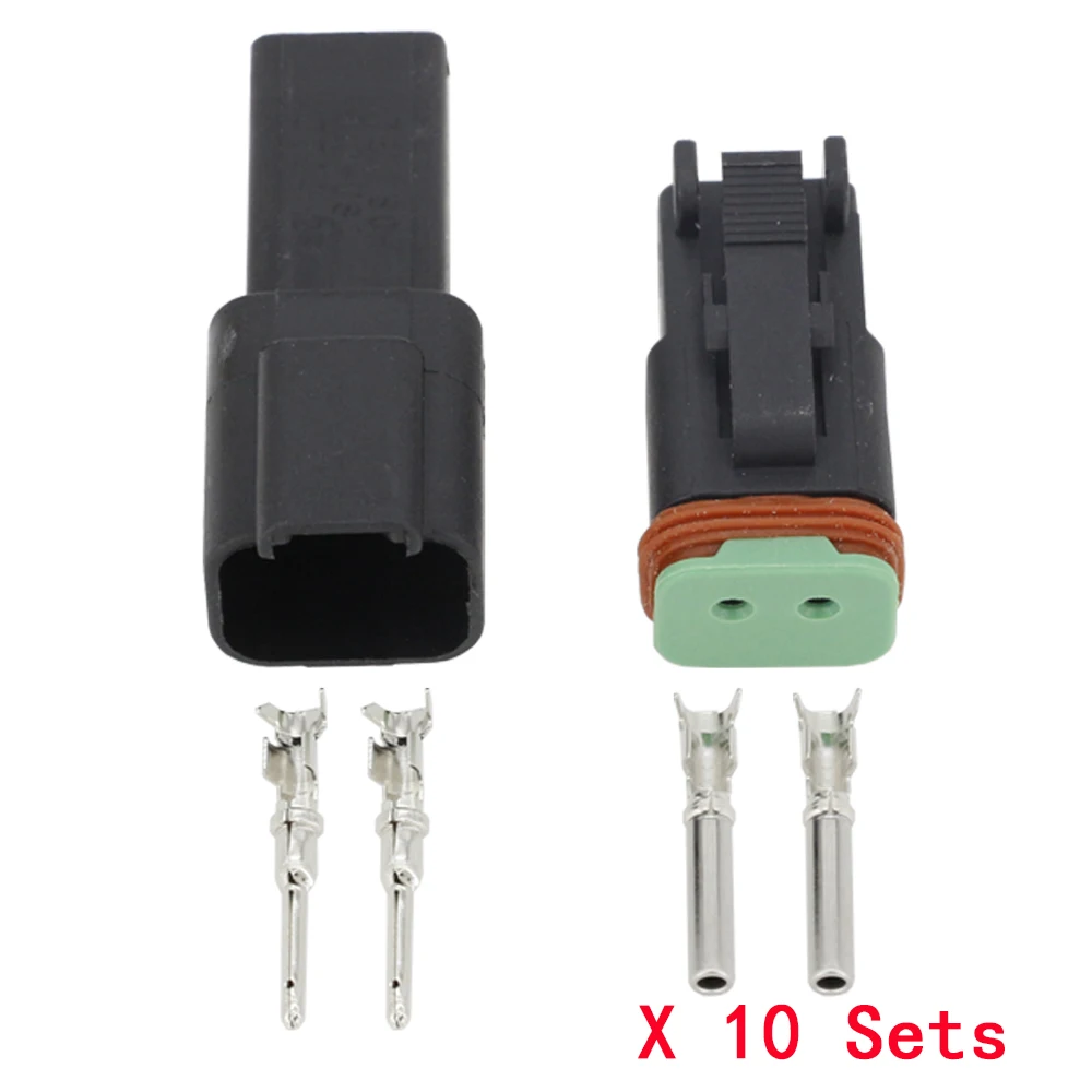 

Black 10 Sets 2 Pin DJ3021Y-1.6-11/21 DT Connectors DT04-2P/DT06-2S Automobile waterproof wire electrical connector plug