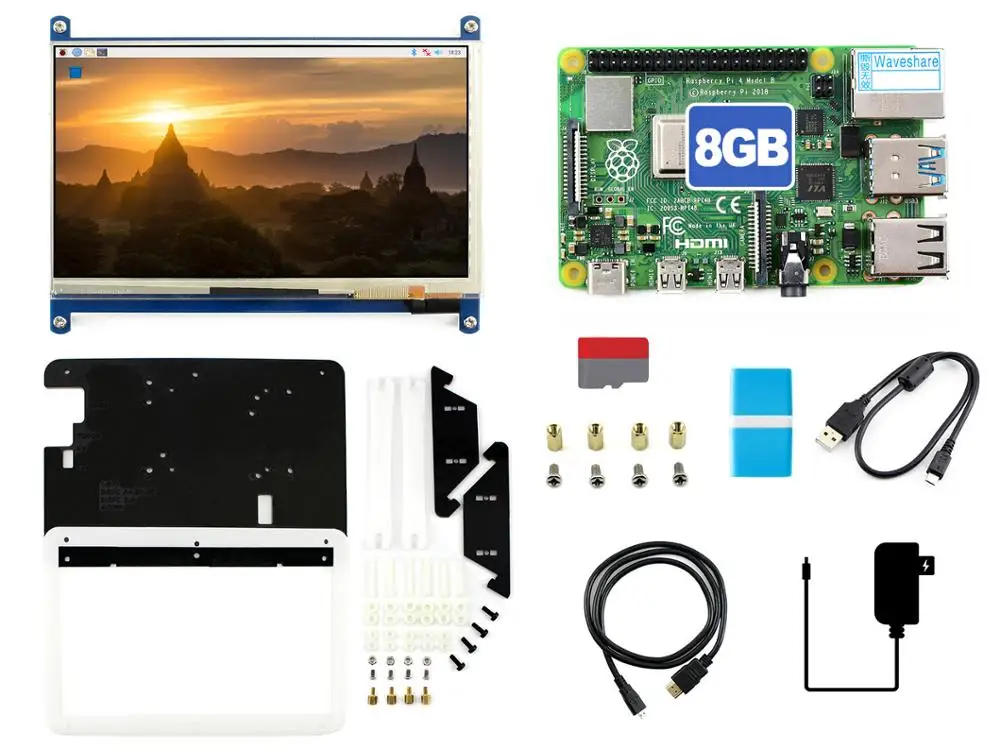 Raspberry Pi 4 Модель B 8G Комплект дисплея с 7 дюймовым емкостным сенсорным ЖК