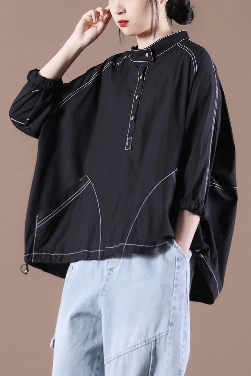 

IEQJ 2021 New Spring And Summer Fashion Women Clothes Batwing Sleeves Striped Pullover Loose Big Size Shirt Female Top WR08401