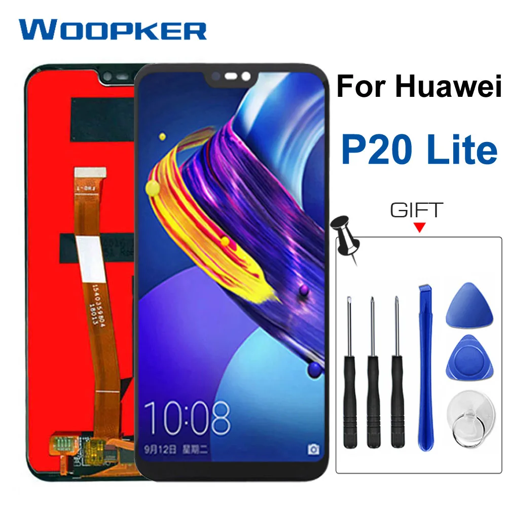 Оригинальный ЖК экран для Huawei P20 Lite сенсорный панель дигитайзера в сборе запасная