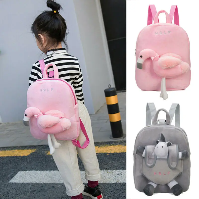 Новый плюшевый рюкзак для мальчиков и девочек милый мультяшный фламинго