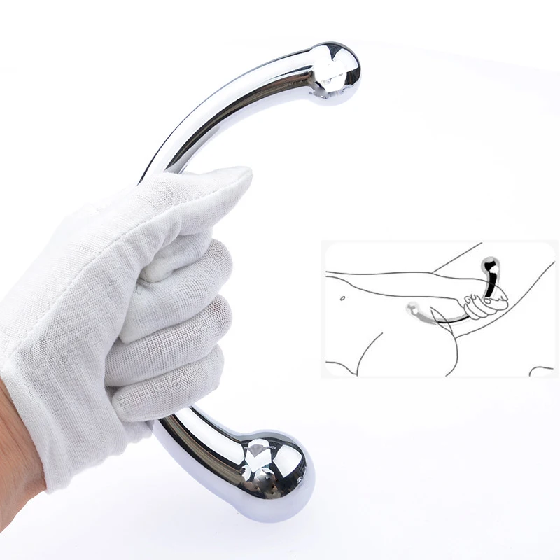 Двухсторонняя Нержавеющая сталь G-Spot палочка массаж Stick чистого металла пенис P