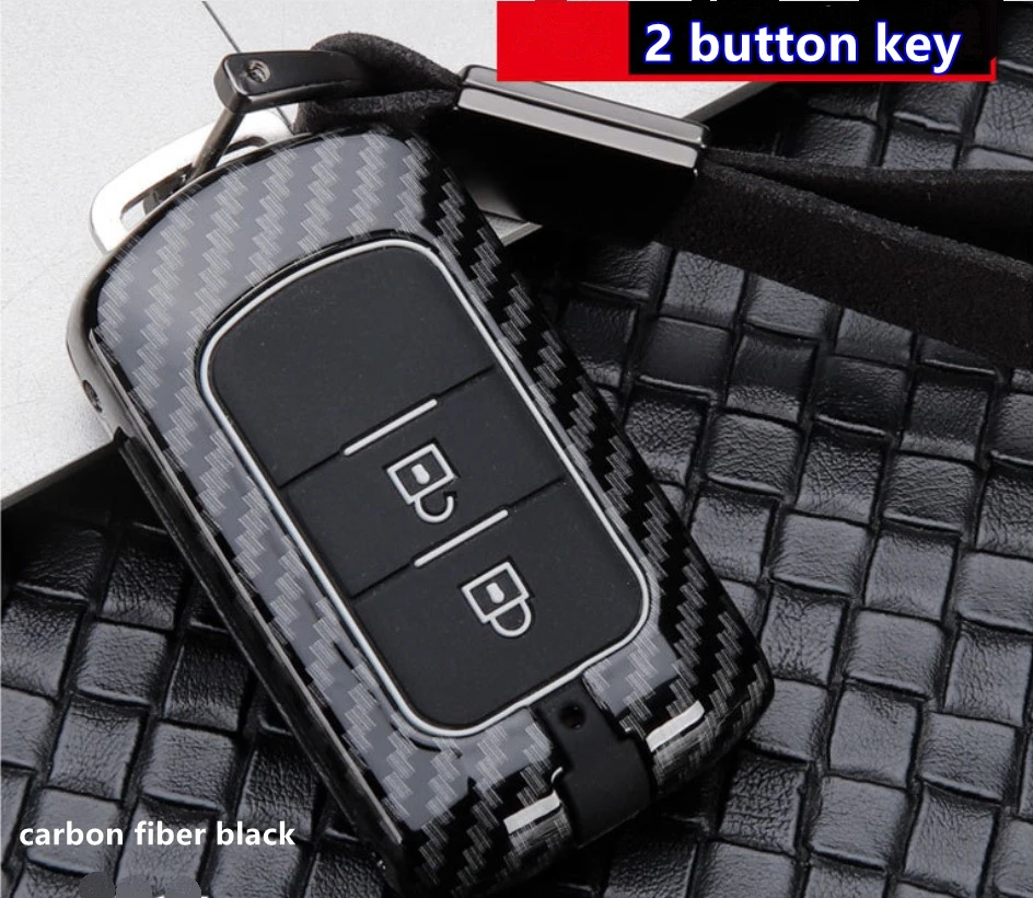 2 button key Автомобильный чехол для ключей из углеродного волокна для Mitsubishi Outlander, Lancer Pajero Sport ASX RVR L200 2/3 смарт-кнопка - Название цвета: 2 button key