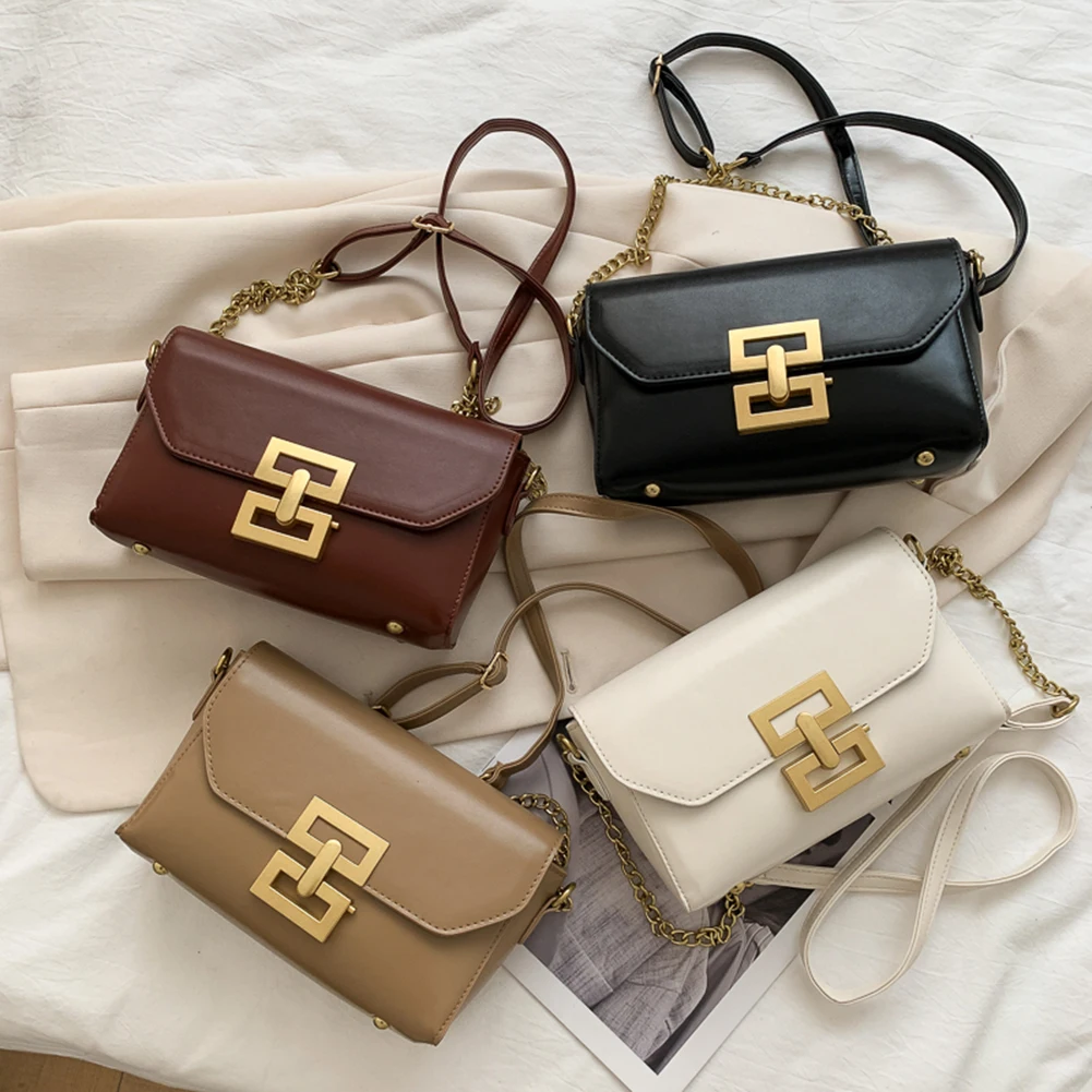 

Сумка кросс-боди Женская на цепочке, модный саквояж на плечо из экокожи, сумочка-тоут на цепочке, уличный мессенджер-конверт, однотонная