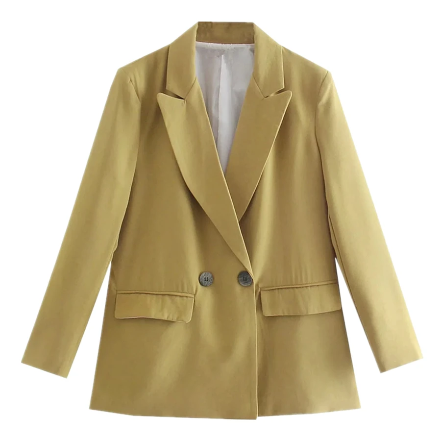 

Jenny&Dave Vintage Oversize Blazers And Jackets Autumn England Style Fashion Simple Solid Double Breasted Casual Blazer