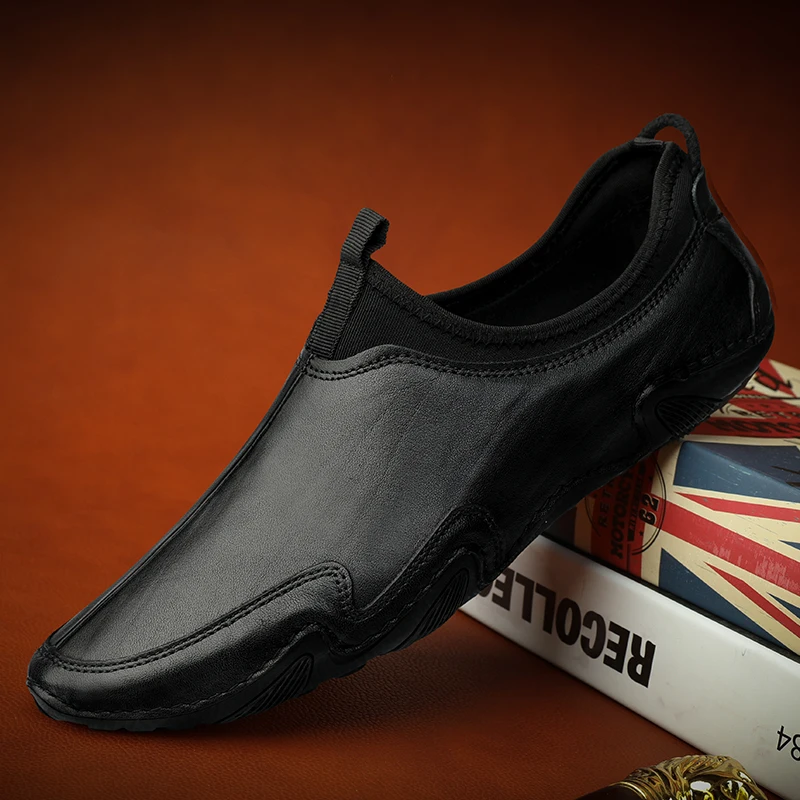 

Мужская обувь из натуральной кожи; Повседневная Элитный бренд 2021 мужские лоферы; Мокасины; Дышащая обувь; Туфли-лодочки без застежки; Размер...