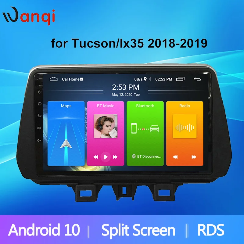 Android 10 9 &quotсплит экран RDS автомобильное радио для Hyundai Tuscon IX35 2018 2019 изображение в