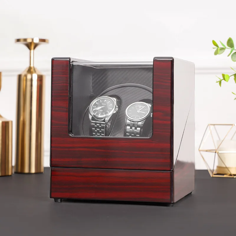 2+0 Wooden Automatic Watch Winder Holder Display Jewelry Mechanical Watch Motor Shaker Winding Box High Class Storage Organizer