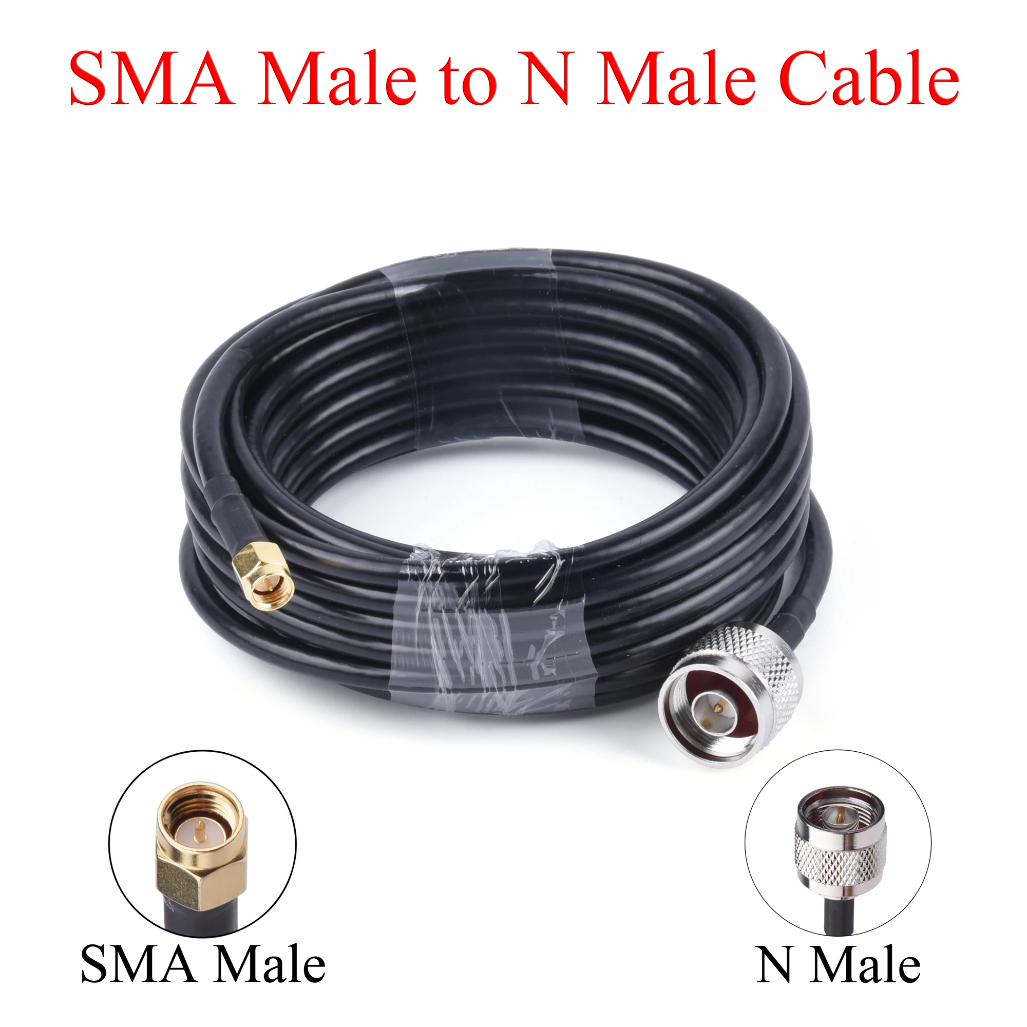 1-30M RG58/50-3 RF Coaxial Cable SMA Male to N Male Extension Wire For 4G LTE Cellular Amplifier Signal Booster Antenna