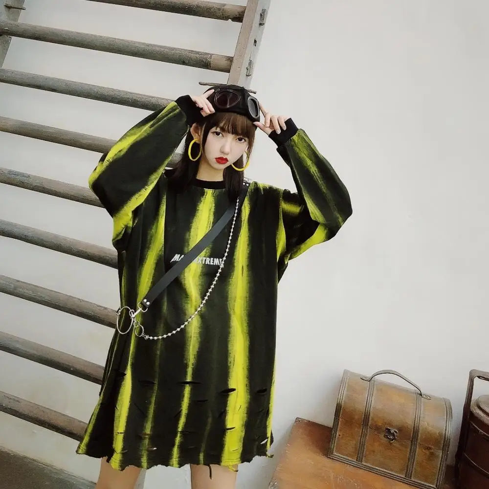 Уличный стиль хип хоп Красивый бойфренд Свободная модная футболка с длинными