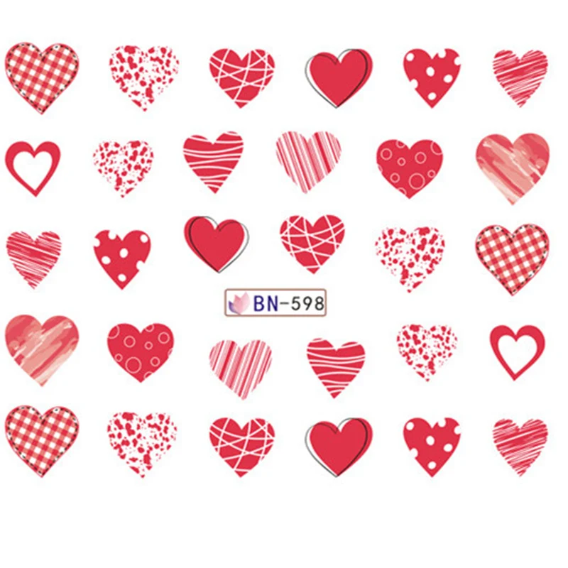 1 лист День Святого Валентина наклейки для ногтей 3D Любовь Дизайн украшения