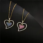 Новинка 2021, модное женское свадебное ожерелье, уникальный дизайн, ожерелье с двойным кулоном в форме сердца с кубическим цирконием, ювелирные изделия для вечерние, подарок