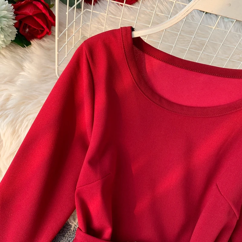 ALPHALMODA модный костюм с длинными рукавами пуловер пояс-кушак наряд+ расклешенные ноги дамы 2 шт брюки костюмы сплошной осенний комплект одежды