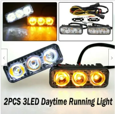 

2PCS DC 12V Auto Durable Car Daytime Running Lights 3LED Aluminum DRL Driving Daylight Head Lamps Car Reverse Parking Fog Lights