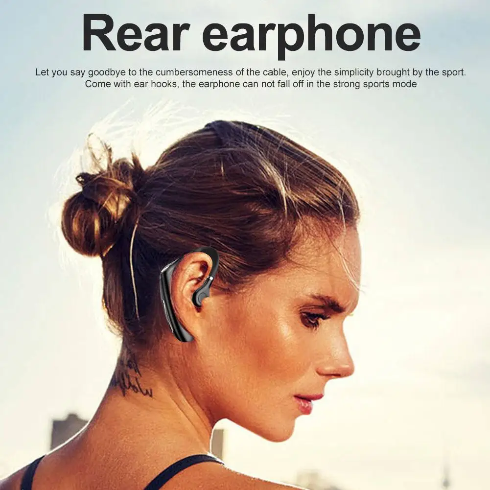Фото Беспроводные наушники M50 Smart Bluetooth-наушники с ушным крючком, долгий режим ожидания, спортивные наушники, громкая связь, регулятор громкости №4