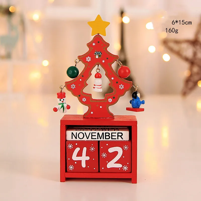 

Christmas Decoration Wooden Calendar Decoration New Year Natural Xmas Elk Wood Craft Christmas Decoration for Home Wooden Gift