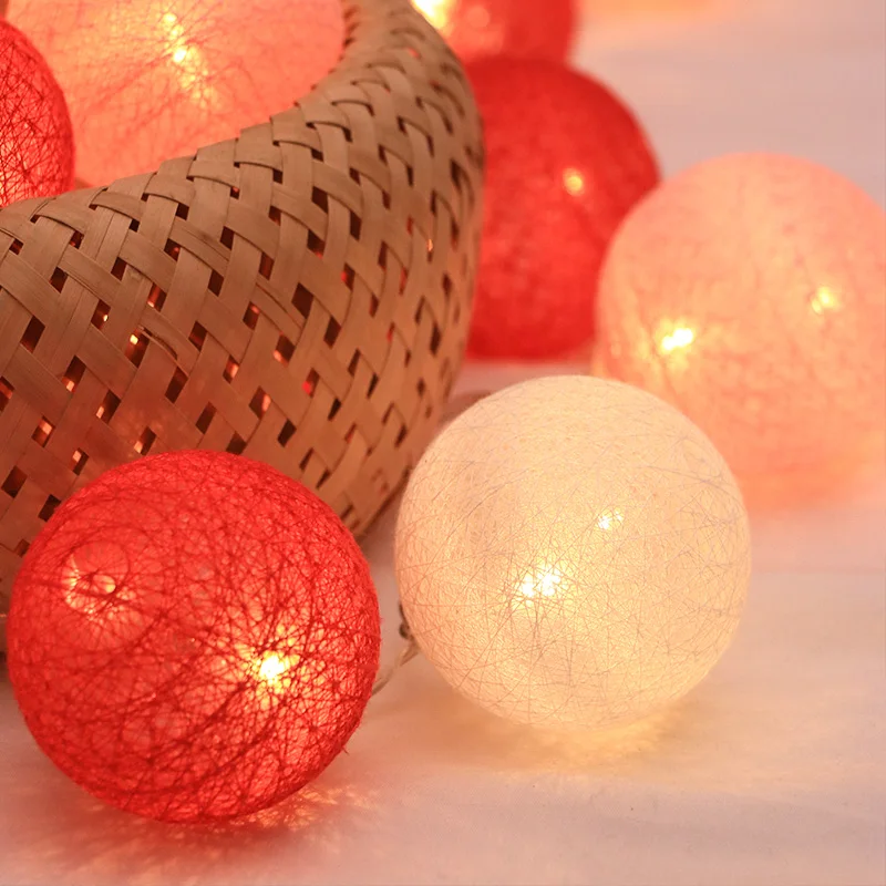 

Cotton Ball Decorative String Light Handmade DIY Thread 20/40 Balls String Lamp Battery/USB Family Party Christmas Fairy Lights