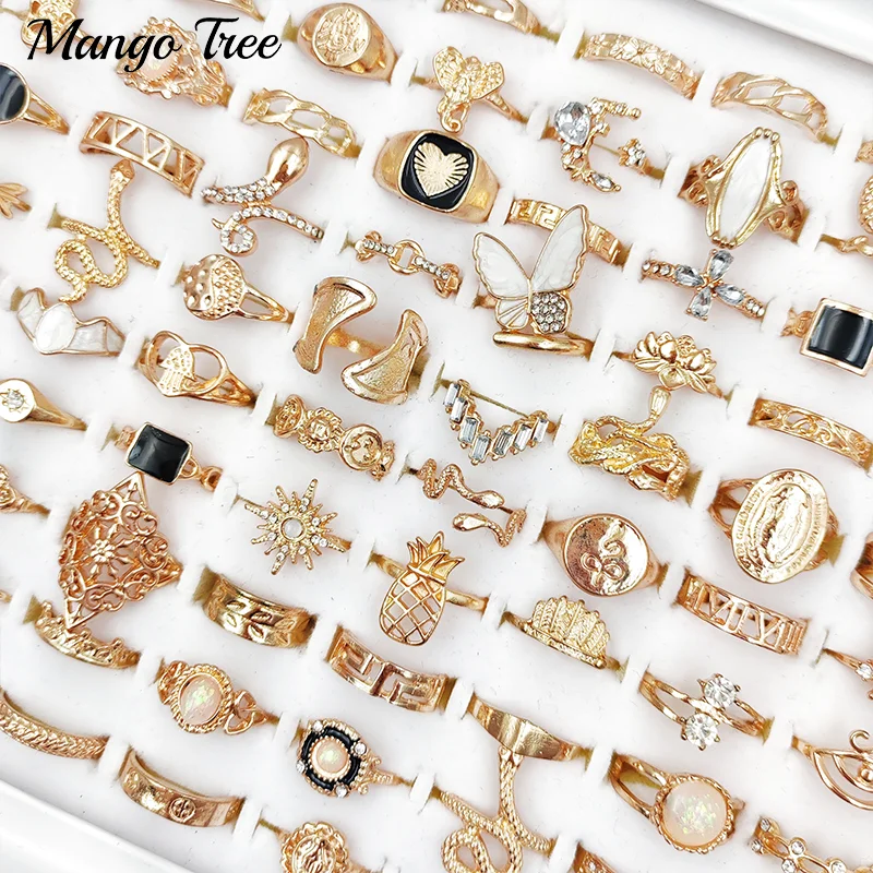 50 шт. / Партия ретро в форме сердца бабочка корона кольцо со стразами женское