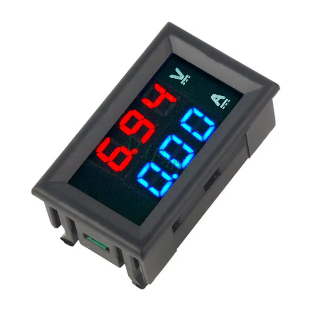 

Mini Digital Voltmeter Ammeter DC 100V 10A Panel Amp Volt Current Meter Tester 0.28" Blue + Red Dual LED Display With Lines