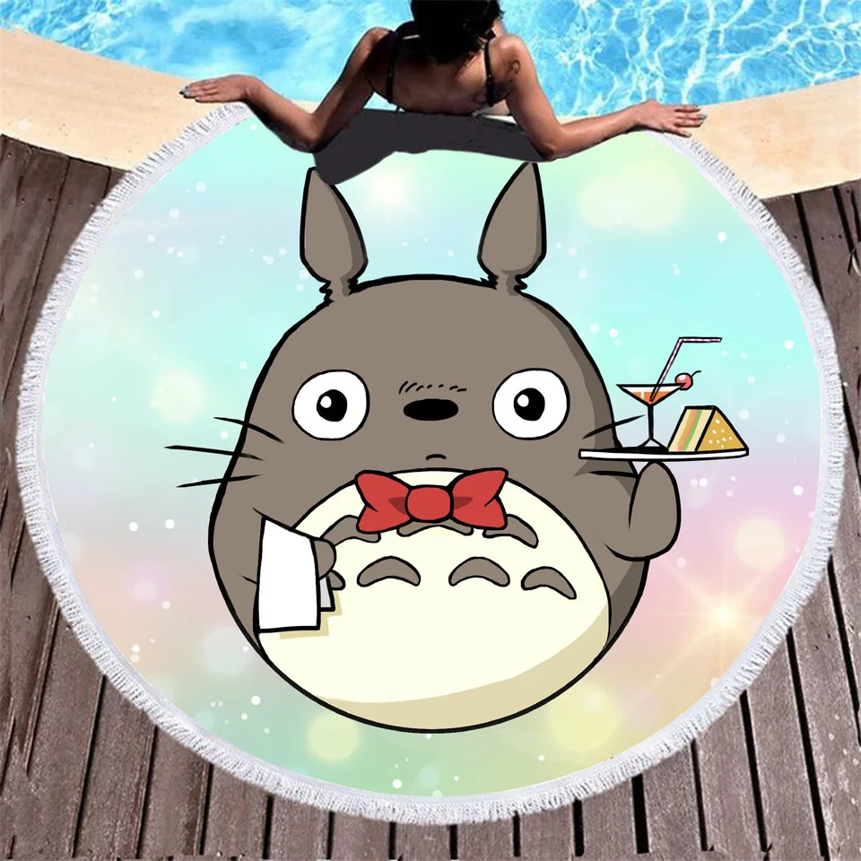 Милое банное полотенце с рисунком Тоторо 3d японское анимационное круглое