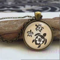 turtle animal flower creative vintage photo cabochon glass chain necklacecharm women pendants fashion jewelry gifts