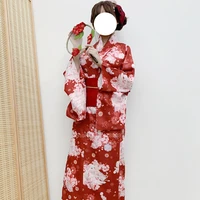 sakura women japanese kimono obi belt set traditional oriental kitty print cute girls yukata dress harajuku haori jacket