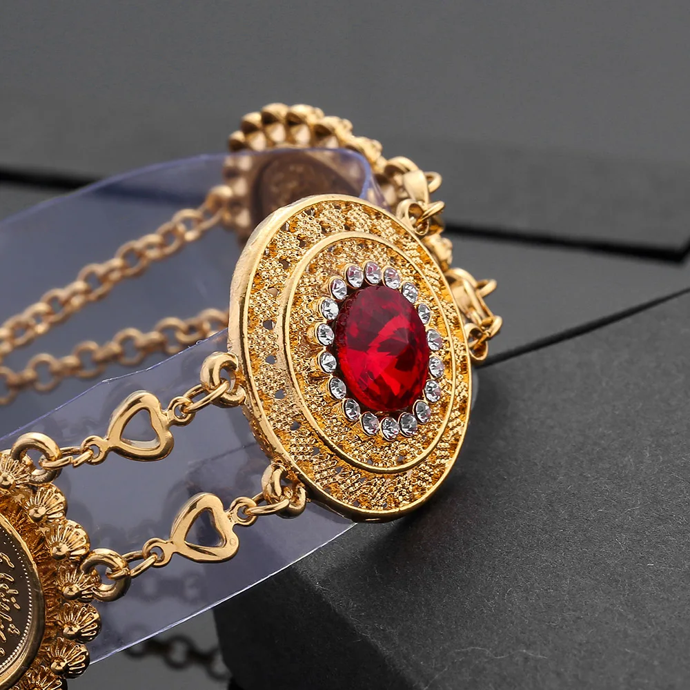 Красный Кристалл Золото Цвет Сумочка для денег и монет браслет исламский