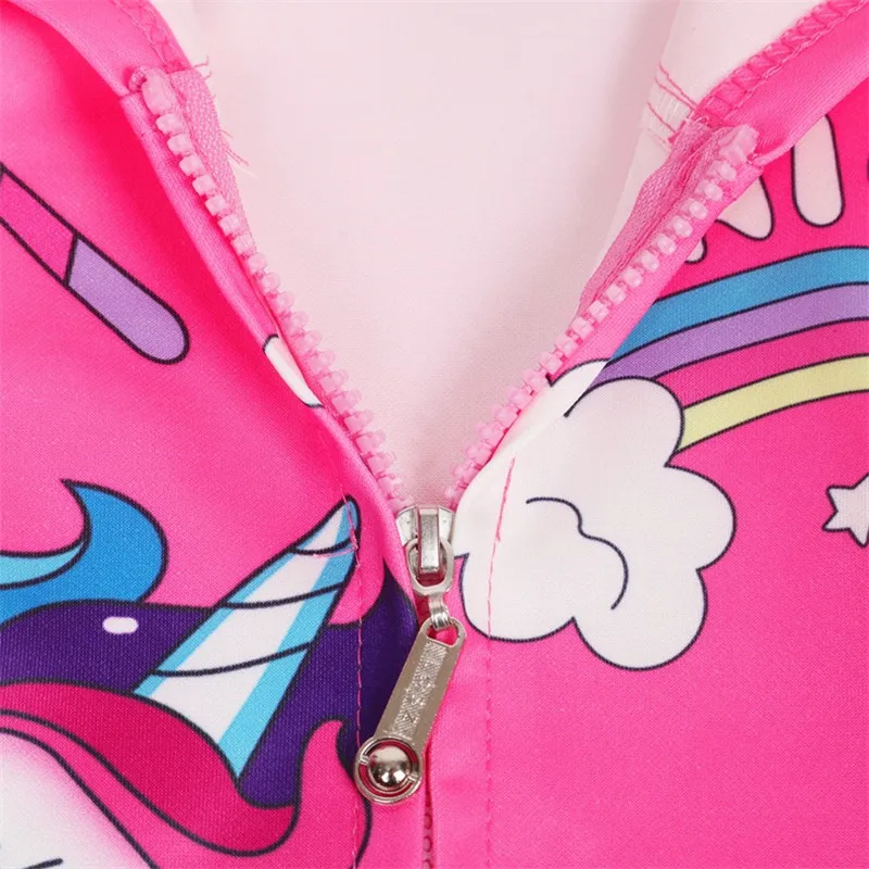 

2019 Spring Autumn Girls Unicorn Coat Baby Cartoon Print Kids Rainbow Hooded Outwear Baby Kids Christmas Coats Jacket Clothing