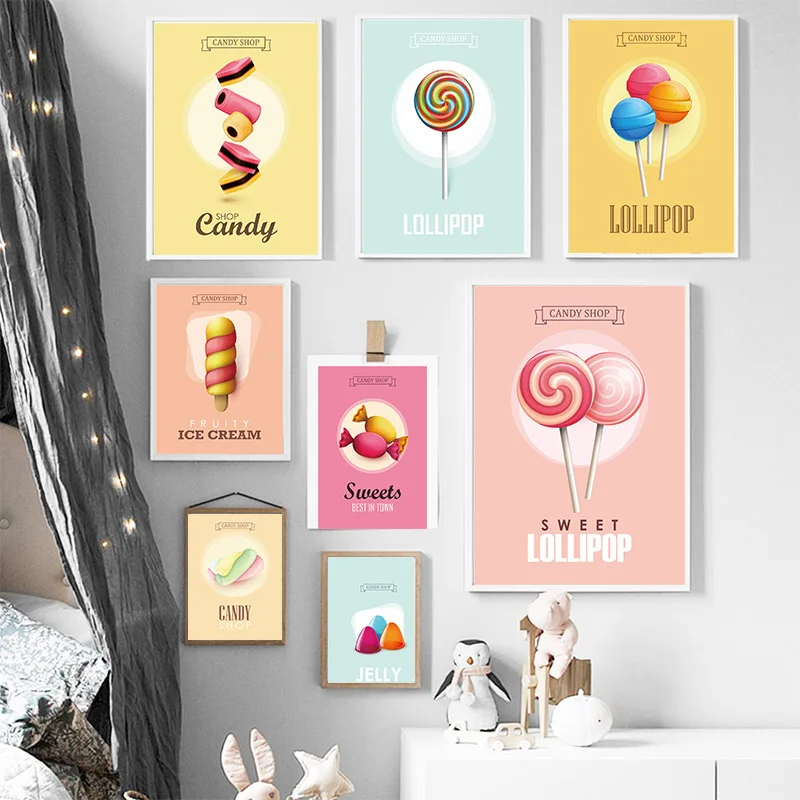 Акварельная еда торт конфеты леденец Цитата постеры печать в скандинавском