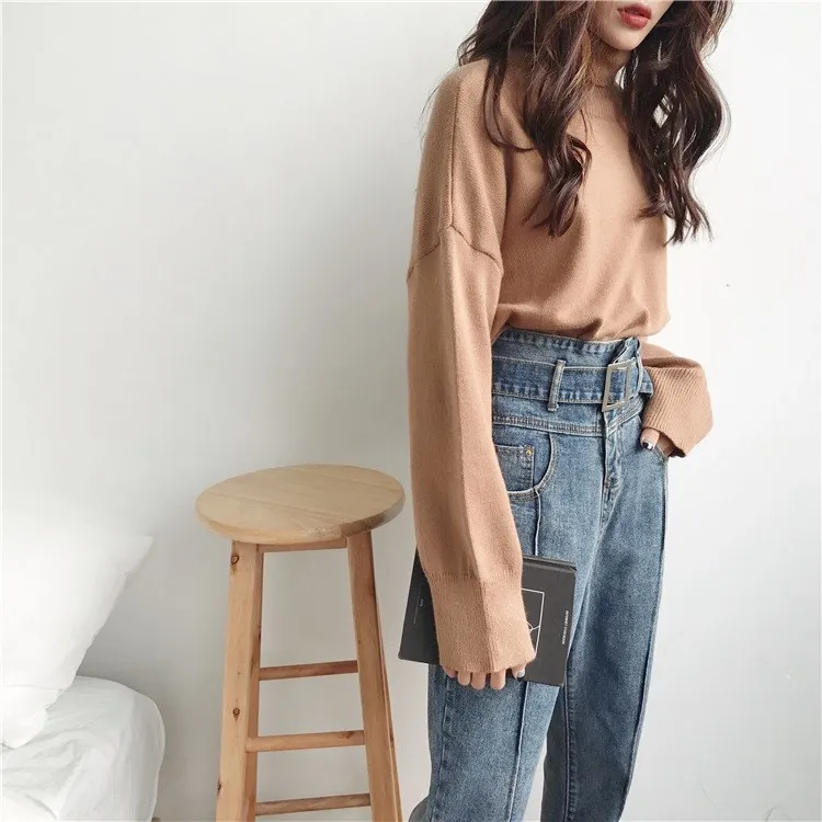 Новые осенние свободные женские синие джинсовые брюки бойфренда повседневные с