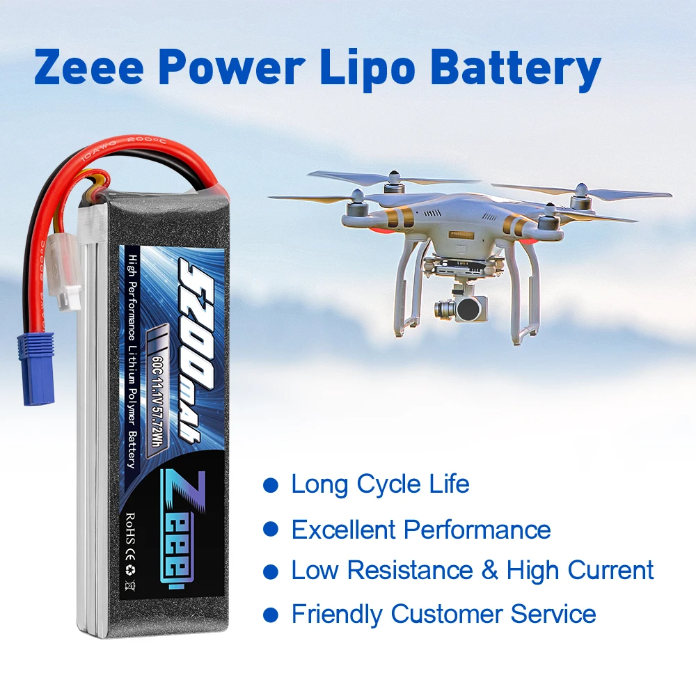 2 единицы zeee 3s lipo батарея 111 v 60c 5200 мач с ec5