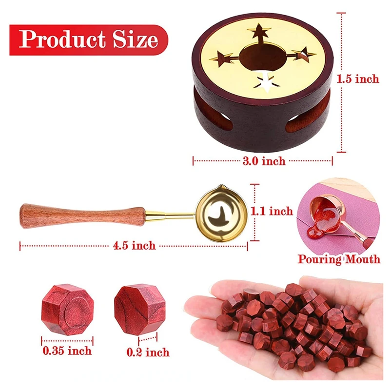

Red Wax for Letters Stamp Seals Sealing Wax Kit with Wax Seal Beads Wax Seal Warmer Wax Spoon and Candles