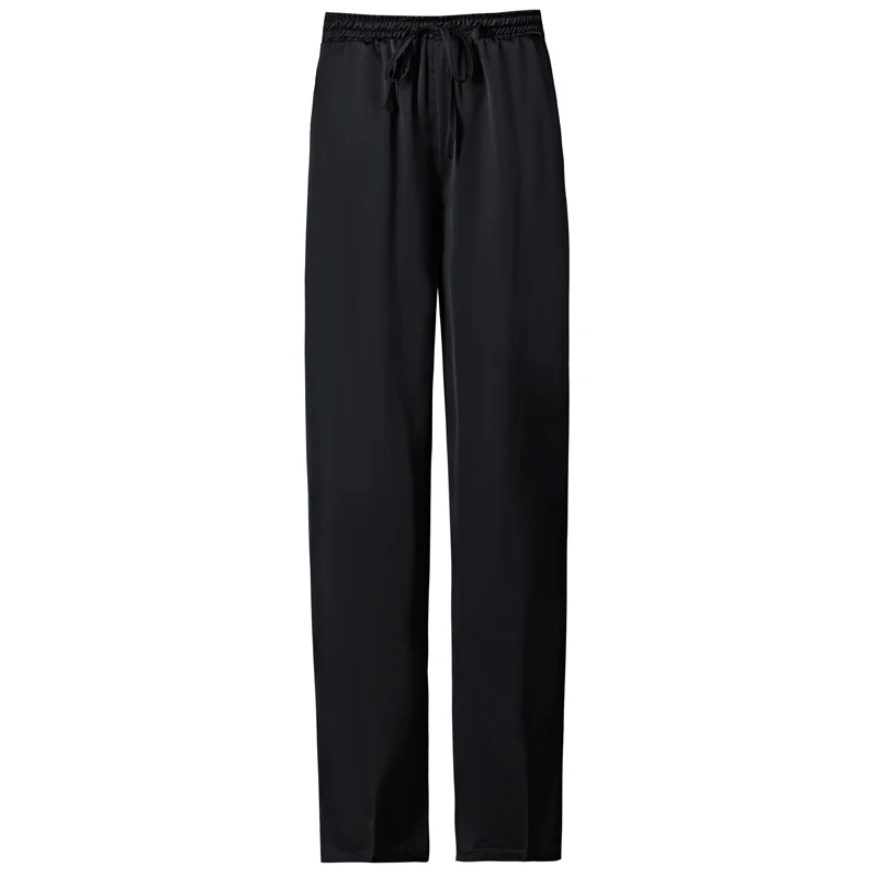 

Women's High Waist Wide Leg Long Pants Summer Office Lady Loose Casual Ankle-Length Trousers Black Elastic Waist Straight Pants