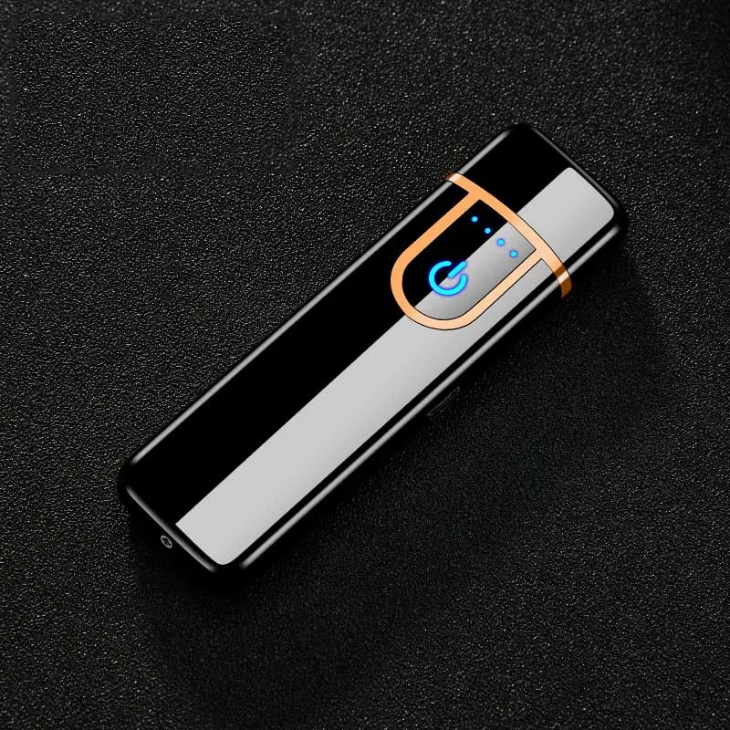 Black Usb зарядка сенсорный переключатель Двусторонняя Зажигалка Ветрозащитная беспламенная электронная сигарета без газа электрические зажигалки - Цвет: Black