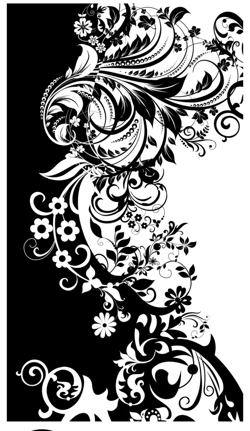 Черно-белый узор красивый пол гостиная спальня ванная комната Фреска ПВХ