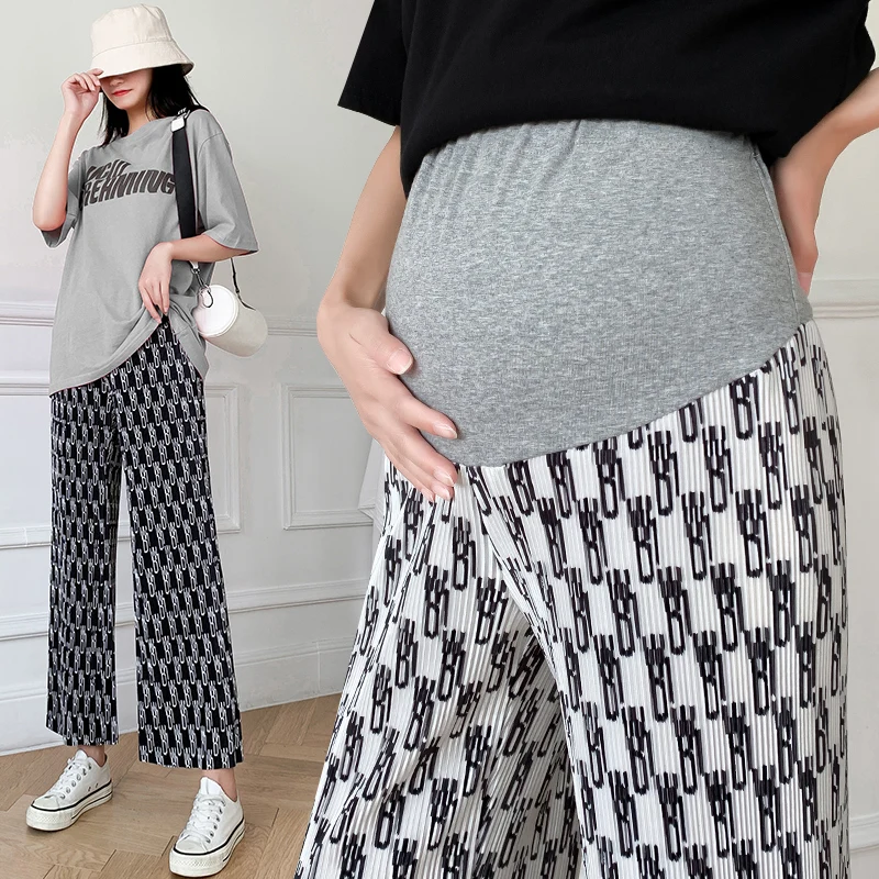 Spring Summer Maternity Pants Casual Letter Printed Pregnant Women Clothes Pregnancy Harem Trousers Fashion Street Clothing