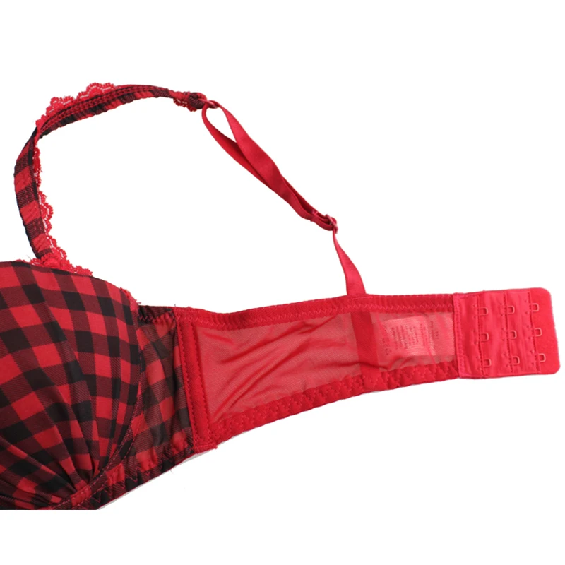 Mierdise Woman Underwear Red Plaid Bra Everyday Fashion Push Up Bra Sexy Lingerie