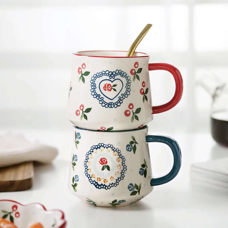 

Японский Керамика Кофе кружка ложка соломы набор Чай молоко завтрак чашка для воды, кофе Кофе чашка для путешествий Кухня посуда Винтаж дом...