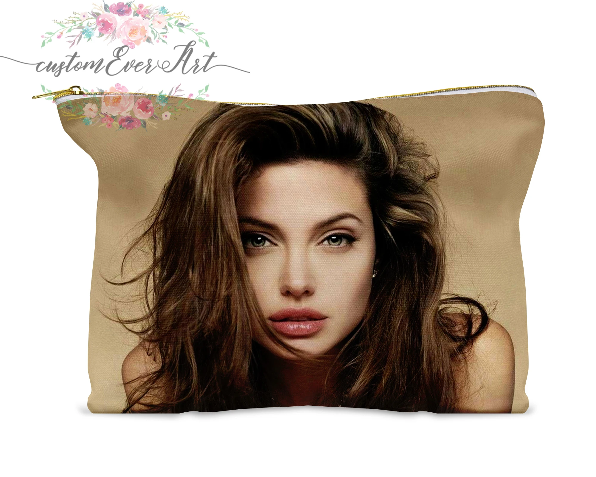 

Angelina Jolie cosmetic bag personalized small makeup bag funny makeup organizer toiletry bag zipper pouch