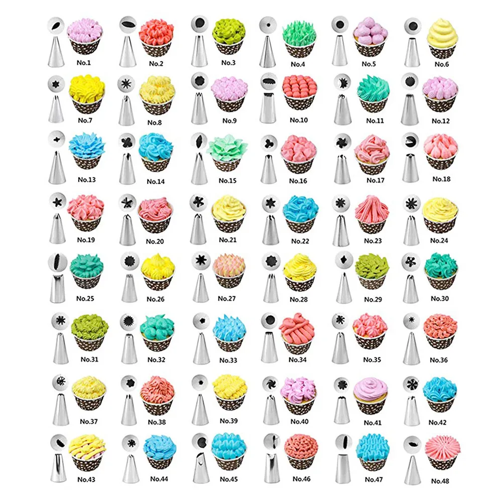50 силиконовых кондитерских мешков 48 насадок из нержавеющей стали набор сделай