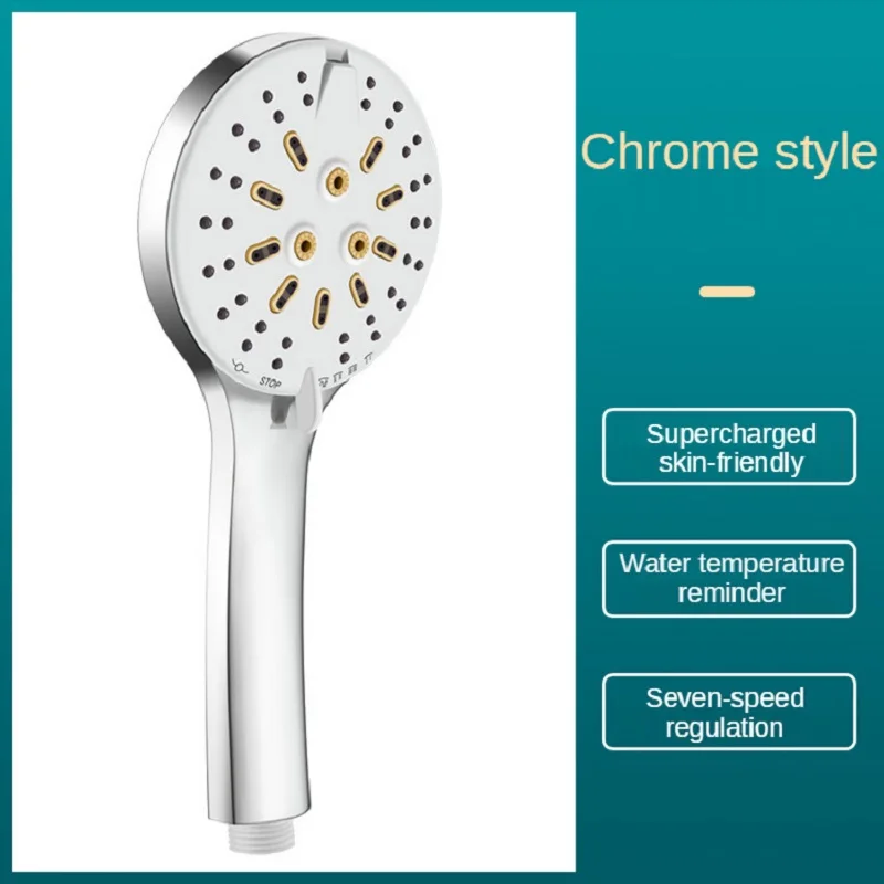 seven speed regulation hand held shower head universal interface water temperature reminder supercharged bathroom accessories free global shipping