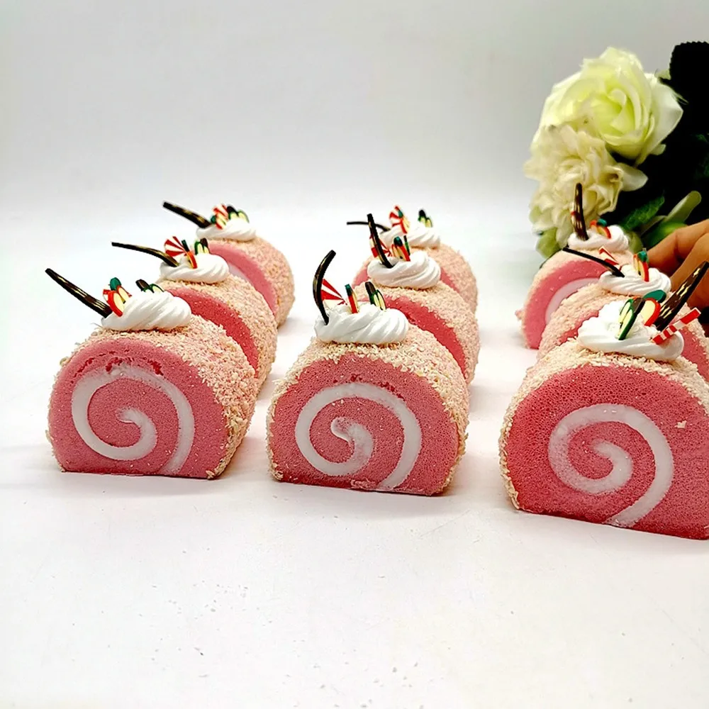 ПУ имитация крема Швейцарский рулон десерт фруктовый торт искусственные