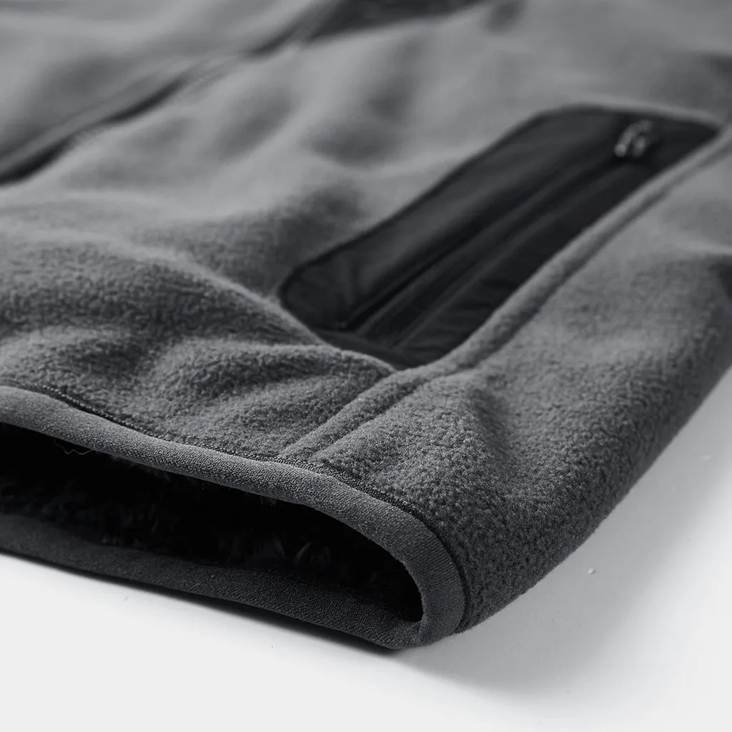 

Men's Solid Windproof Warm Jacket Casual Autumn Winter Long Sleeve Zipper Fleece Jacket Outdoor Add Wool Zipper Coat