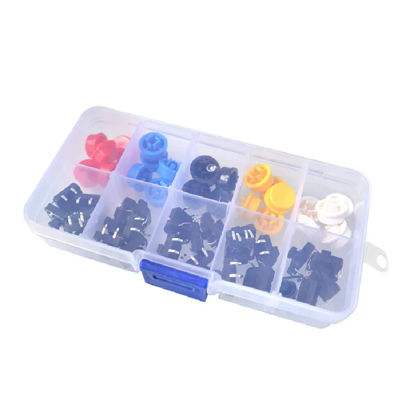 

25pcs Tactile Push Button Switch Momentary 12X12X7.3MM Micro Switch Button + 25PCS Tact Cap(5 colors) Fit For Arduino Switch