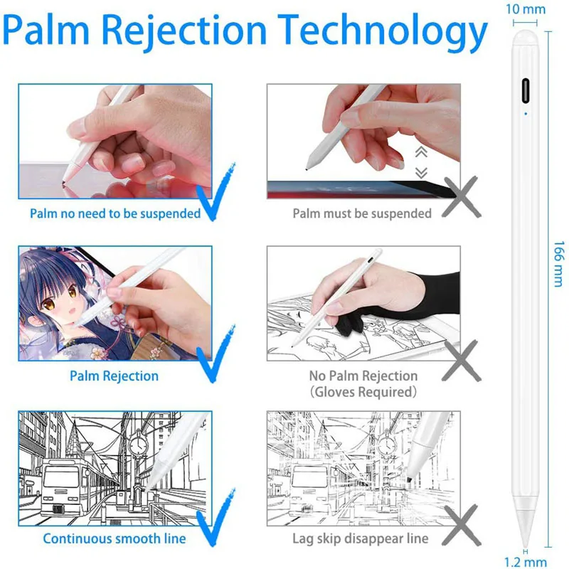

For iPad Stylus Pen Pencil Tablet Pen For 2020 iPad Pro 11 12.9 10.5 9.7 Mini 5 Air Smart Stylus Palm Rejection Touch Stylus Pen