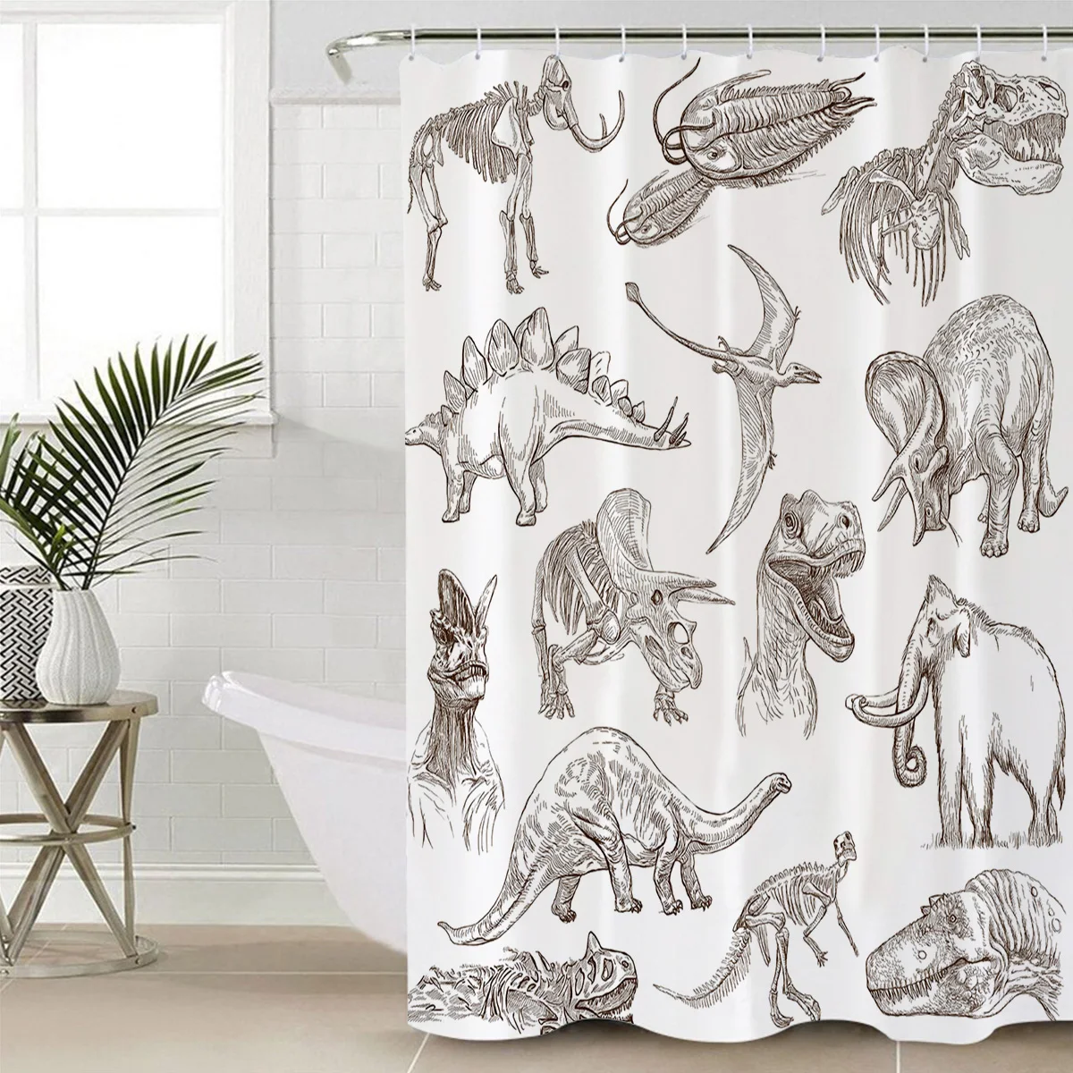 Иллюстрации динозавров мультяшная душевая занавеска для ванной из полиэстера
